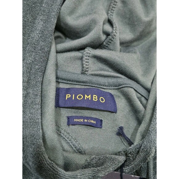 Mens 2XL Terry Cloth Hoodie Green Pullover Towel Sweatshirt Piombo Cozy Lounge - Picture 6 of 16